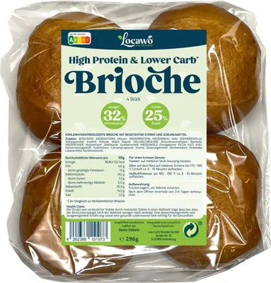 Produktbild von Locawo High Protein Low Carb Brioche Brötchen | Burger Bun 296g