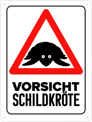 Produktbild von Vorsicht Schildkröte Metallschild XXL in 28x38 cm mit Schildkröten Silhouette