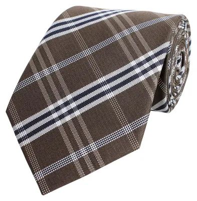 Produktbild von Fabio Farini - 1 Stück verschiedenfarbige Herren Krawatten mit Karomuster in 8cm Breit (8cm), Braun Blau Weiß