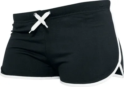 Productafbeelding van Urban Classics dames shorts van French terry, korte joggingbroek voor dames, maat: XL; kleur: zwart/wit