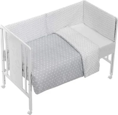 Zdjęcie produktu dla Interbaby - Zestaw 2 szt. Do łóżeczka 60X120 (kołderka i ochraniacz) - Mod. Gwiazdy - Szary