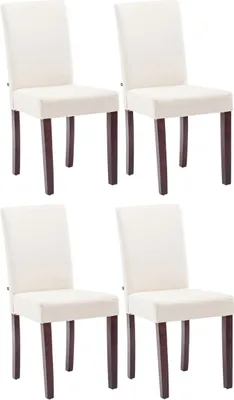 Produktbild von CLP 4er Set Esszimmerstuhl Ina Stoffbezug mit Holzgestell creme Gestell Farbe cappuccino