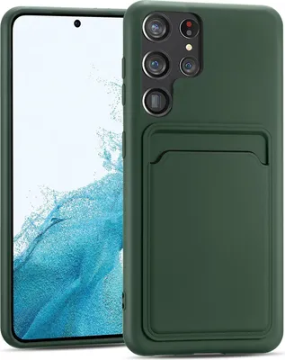 Immagine prodotto di Custodia per cellulare per Samsung Galaxy S22 Ultra cover protettiva in silicone con slot per schede Slim Wallet Case, verde