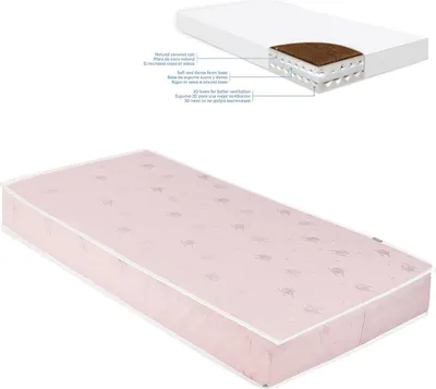 Produktbild von Kikkaboo Babybett Matratze CocoCraft Standard 120 x 60 x 15 cm 2 Lagen 3D-Schaum rosa