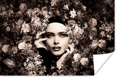 Produktbild von MuchoWow® Poster Frau - Blumen - Botanisch - Natur 120x80 cm - Bilder