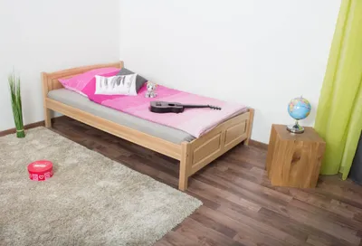 Produktbild von Bettrahmen für Kinder / Kinderbett 120 x 200 cm | Massivholz: Buche | Natur Lackiert