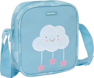 Produktbild von Safta M222c, Vorschule kleine Wolke, Kinder-Umhängetasche, Kindertasche, Ideal für 5 bis 14 Jahre, Bequem und vielseitig, Qualität und widerstandsfähig, 16x4x18 cm, Pastellblau Uni Kinder, Standard
