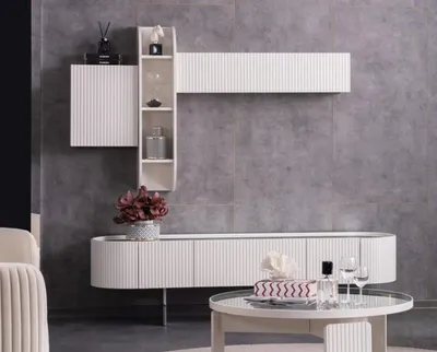 Image de Étagère murale Armoire murale Étagère suspendue Séjour blanc