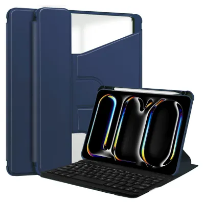 Produktbild von 2in1 Set Bluetooth Tastatur in Schwarz mit Beleuchtung + Hülle für Apple iPad Pro 11 2024 M4 5. Generation 11 Zoll Case Schutzhülle Standfunktion Sleep and Wake