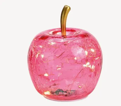 Produktbild von Seyila Home Dekorative Glas Apfel LED Leuchte mit Timer, Crackle-Glas, Tischlampe für Wohnraum, Deko