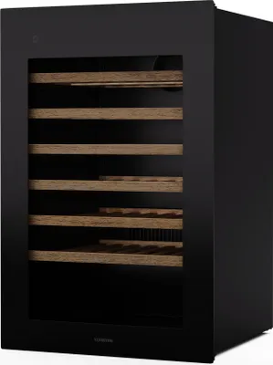 Produktbild von Klarstein Rhone 59 Uno Weinkühlschrank - 59 Flaschen, 1 Zone, 5-20 °C, LED-Steuerung, UV-Schutz, Leiser Betrieb, Schwarz