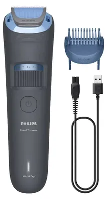 Produktbild von Philips Beard Trimmer 3000 Series BT3617/15 Bartpflege mit abgerundeten Klingen, Keine Wartung – muss nicht geölt werden, Akku, Selbstschärfende Rollen, Dunkelblau