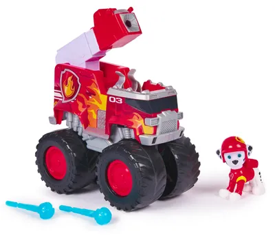 Produktbild von Paw Patrol Rescue Wheels - Marshalls Feuerwehr Monstertruck mit Geschoss-Abwurf und Marshall Hundefigur
