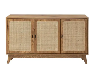 Image de CALICOSY - Buffet 3 portes cannage en rotin naturel L120 cm - ALIA