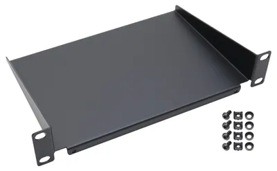 Fachboden für 10 Zoll Serverschränke mit 1 Höheneinheit von HMF mit 25.4 cm Breite in Schwarz