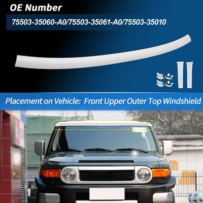 Image de Moulure De Pare-Brise Supérieure Pour Toyota Fj Cruiser 2007-2014, Panneau De Pilier De Fenêtre Extérieur Supérieur Blanc Avec Clips Latéraux, Remplacement N° 7550335061A0