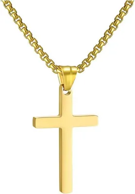 Produktbild von Kreuzkette Herren Edelstahl Silber Gold Schwarz Anhänger Halskette