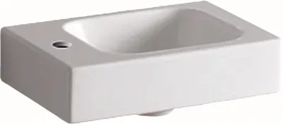 Obrázok produktu pre Geberit umývadlo s ručným umývaním iCon 380 x 280 mm, bez prepadu s otvorom na batériu vľavo biela