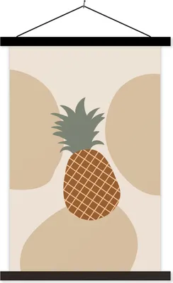 Produktbild von MuchoWow® Textilposter Obst - Pastell - Ananas 60x90 cm mit schwarzem Rahmen - Poster Wohnzimmer