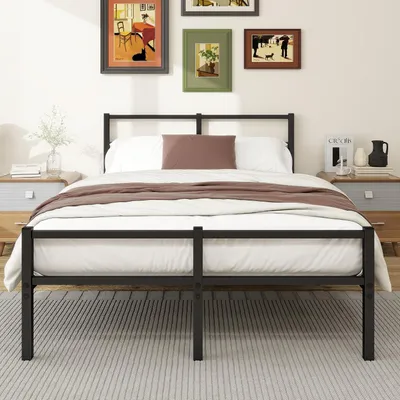 Immagine prodotto di Struttura letto in metallo, dimensioni 120 x 200 cm, con rete a doghe, colore nero, adatta per letto matrimoniale o letto per ospiti