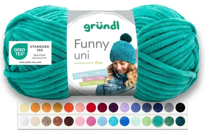 Produktbild von Gründl Wolle Funny uni Chenille Wolle 1 Knäuel 100 g, Smaragd