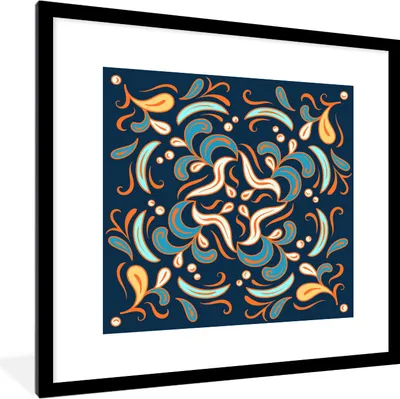 Produktbild von MuchoWow® MuchoWow® Gerahmtes Poster Blätter - Farben - Muster 40x40 cm - Poster mit zchwarzem Bilderrahmen - Poster - Plakat im Rahmen