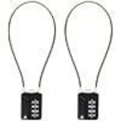 Image de Cadenas numériques à câble, 4 chiffres, 3 mm, 30 cm, lot de 2