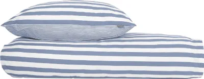 Produktbild von Schiesser Bettwäscheset Marie | 2-teilig | Gestreift| Feinbiber | 100% Baumwolle | Reißverschluss | 135x200cm + 80x80cm | Hellblau