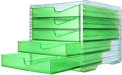 Produktbild von styro Schubladenbox styroswingbox NEONline  grün 275-8430.2564, DIN C4 mit 5 Schubladen