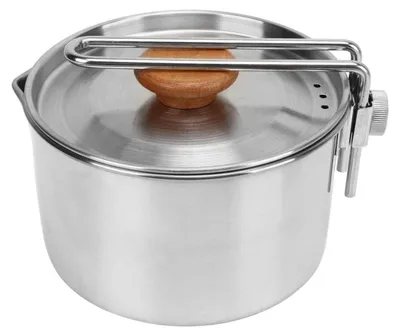 Produktbild von Camping Topf 1L Edelstahl Kochgeschirr Wasserkocher mit Klappgriff für Outdoor