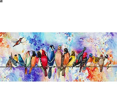 Image de Kit de peinture diamant, motif oiseau, 110 x 50 cm. Kit de loisirs créatifs pour adultes, broderie avec strass