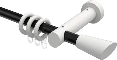 Produktbild von Interdeco Gardinenstange / Vorhangstange Schwarz / Weiß, Typ Talena Bero (Konus Schräge), 20 mm Ø 1-läufig, 440 cm