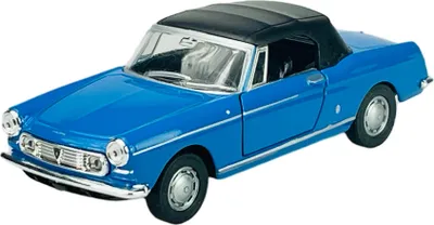 Image de Welly Old Timer Peugeot 404 Cabriolet avec toit bleu  1:34-1:39 Modèle réduit en métal moulé sous pression Neuf dans sa boîte 43604
