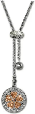 Produktbild von Amello Halskette 80cm Edelstahl Schmuck Kleeblatt Damen rose weiß ESKQ02E