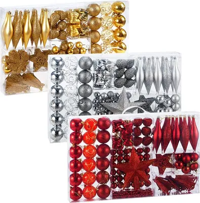 Image de Lot de 102 boules de Noël argenté Décorations pour sapin en plastique robuste Décoration de Noël intérieur extérieur