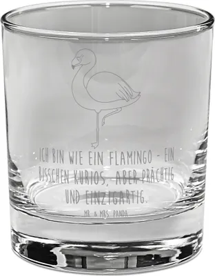 Produktbild von Mr. & Mrs. Panda Glas Flamingo Classic - Transparent - Geschenk, Prächtig, Stolz, Spruch, Selbstliebe, Tumbler, gravur, Cocktailglas, Freundin, Ich, für Gin