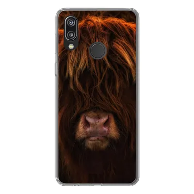 Produktbild von MuchoWow® Handyhülle Schutzhülle Hülle für Huawei P20 Lite (2020) Schottischer Highlander - Kuh - Schwarz - Porträt Silikon Softcase Handy Hülle - Kartenhalter