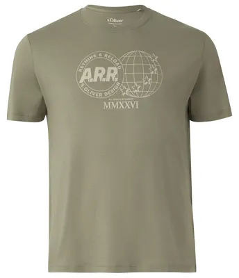 Produktbild von s.Oliver Übergrößen khaki T-Shirt Frontprint modisch