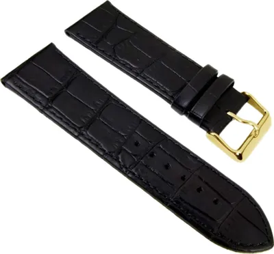 Produktbild von Uhrenarmband Leder Schwarz Alligator-Prägung 21921G, Anstoß:28 mm