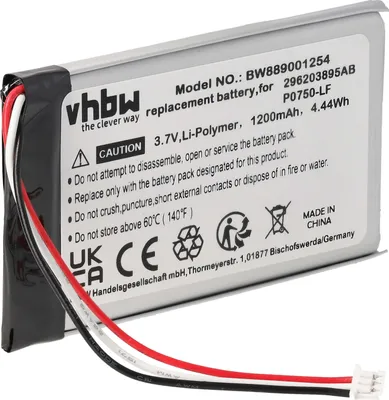 Produktbild von vhbw Akku kompatibel mit Ingenico Link 2500 Kartenleser, NFC Smart Card Reader, Lesegerät (1200 mAh, 3,7 V, Li-Polymer)