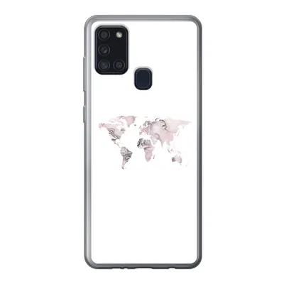Produktbild von MuchoWow® Handyhülle Schutzhülle Hülle für Samsung Galaxy A21s Weltkarte - Marmor - Grau Silikon Softcase Handy Hülle - Hartschale