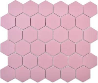 Produktbild von Keramik Mosaik Hexagon altrosa R10B Duschtasse Bodenfliese Mosaikfliese Küche Bad Boden MOS11H-1112-R10_f