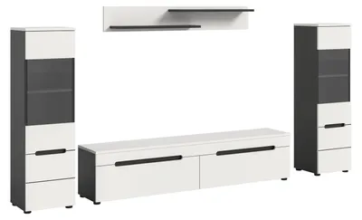 Produktbild von Wohnwand Anbauwand Canu | 3-teilig | weiß / Basalt Grau