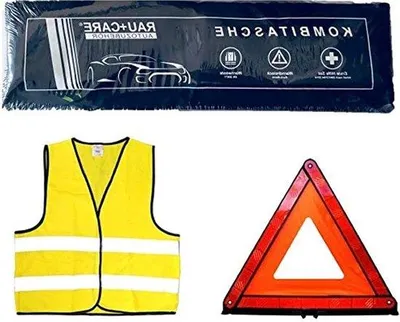 Productafbeelding van Famanu 3-in-1 autoverbanddoos met veiligheidsvest, EHBO-set en waarschuwingsdriehoek - accessoires voor de auto
