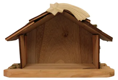 Produktbild von Krippenstall mit Komet, abnehmbar, 23x11,5x15 cm, für 8 cm Figuren, Holz