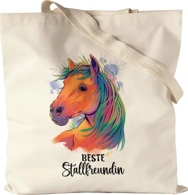 Produktbild von Beste Stallfreundin Stoffbeutel Jutebeutel Canvas Pferde Liebe Pferdeliebhaber Freundin Freunde Reiten Stall Reiterin Pferdeflüsterer