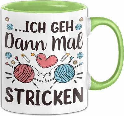 Produktbild von Stricken Tasse Geschenk Ich Geh Dann Mal Strickem Geschenkidee Lustiger Spruch Kaffee-Becher (Grün)
