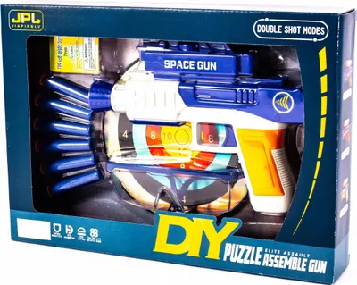 Produktbild von Schaumstoff Blaster Pistole mit Saugnapfpfeilen - Spielzeug Set inkl. Brille & 6 Pfeile