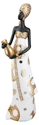 Immagine prodotto di Gilde Figur, donna africana, "Mara", resina, color crema, L. 6,5 cm, P. 10 cm, H. 32 cm. Codice: 37941. Codice a barre: 4063387379417. Confezione da 2 pezzi (assortita)