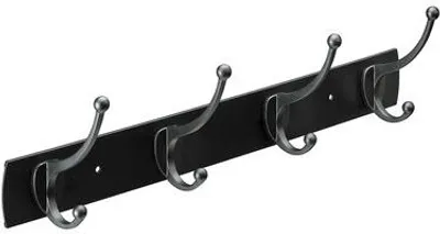 Produktbild von Hettich Hakenleiste Aluminium 4-reihig 11 x 43,5 cm schwarz/silber